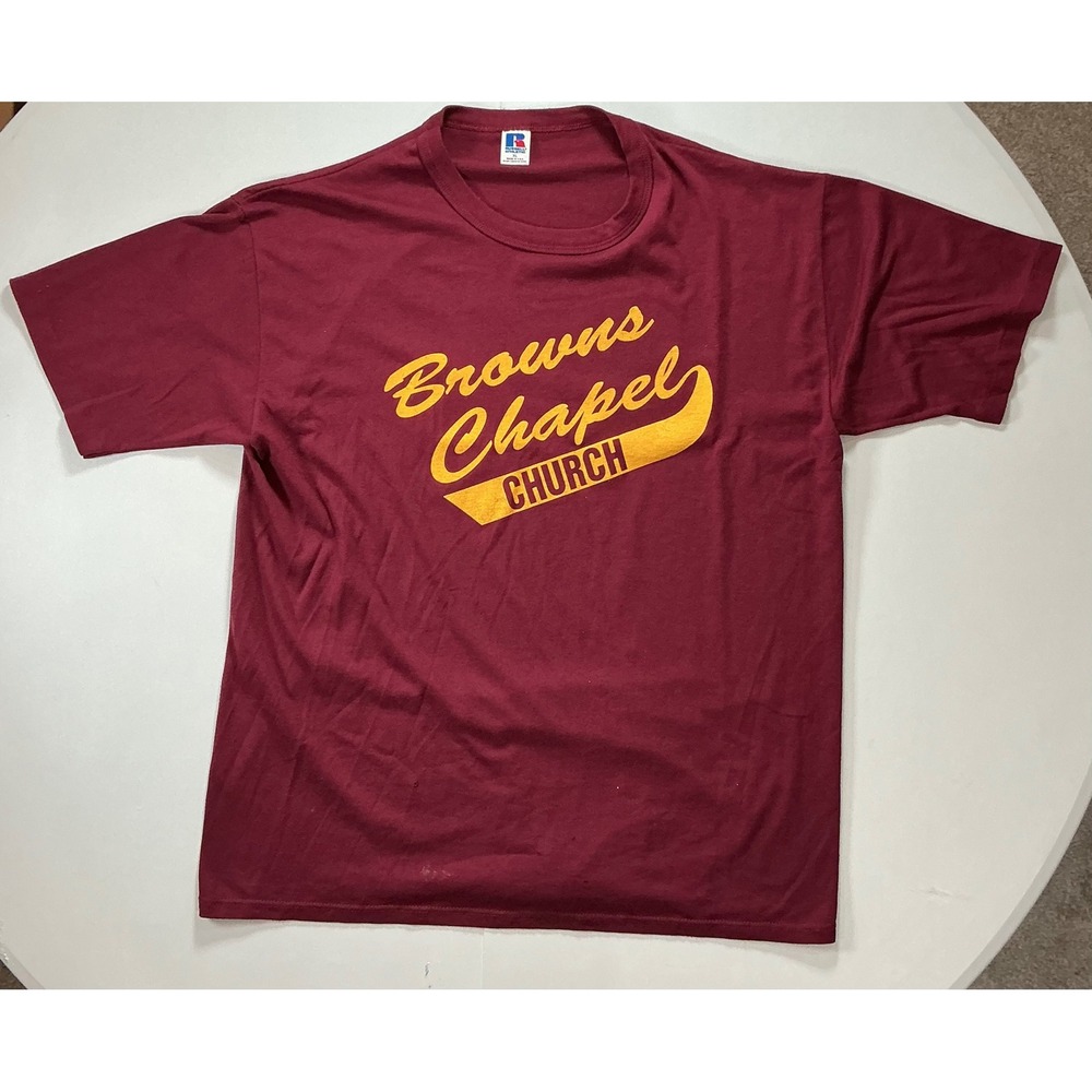 VTG USA Made Russell Athletic Church Sports League T Shirt Mens XL Maroon Jesus